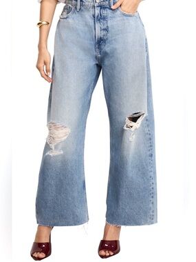Good American Extreme Barrel Jeans 6 Distressed High Rise Balloon Leg NWT